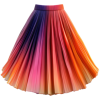 Stylish Ombre Skirt with Radiant Color Transitions and Flowing Pleats Isolated on Transparent Background png