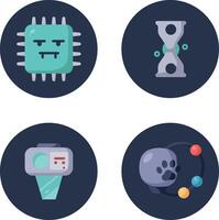 Technology and Science Icons Set Including Microchip Hourglass Radar and Atomic Model Illustration vector