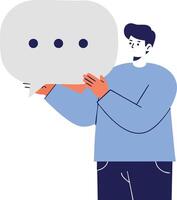 Man Holding Speech Bubble Icon Illustration for Communication and Messaging Concept vector