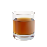 Elegant glass of amber whiskey or bourbon on a transparent background, showcasing the rich color and texture of the alcoholic beverage png