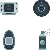 Action camera security camera remote control spray paint can illustration set vector