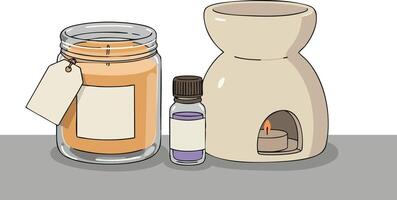 Aromatherapy candle oil diffuser set with jar and ceramic burner for relaxation and wellness vector