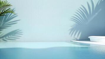 Minimalist Poolside Scene With Palm Shadows photo