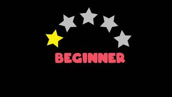 Beginner Rating Star Icon with Highlighted Yellow Star Signifying Entry-Level Skill Assessment in a Fun and Attractive Graphic video
