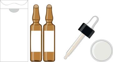 Medical ampoules with dropper and container illustration for healthcare and laboratory use vector