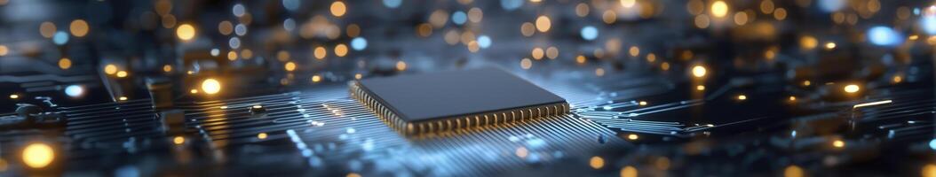 A computer chip on a circuit board photo