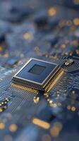 A close up of a computer chip photo