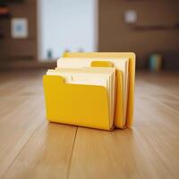 A files icon wood table rendering plaassc are neatly arranged, creating sense of order and visual appeal photo