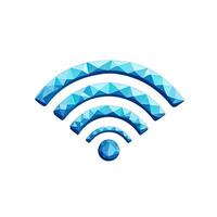 A geometric wifi signal radiates strength and connectivity, blue facets gleam with modern technology and seamless internet access photo