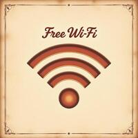 Free Wi Fi symbol, radiates vintage vibe, inviting connection and convenience. retro design evokes nostalgia for simpler times and reliable access photo