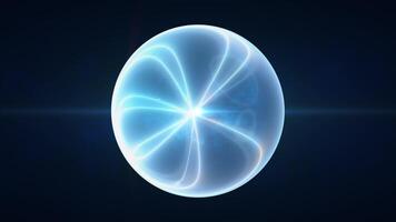 Glowing blue energy sphere with dynamic plasma-like patterns and soft lighting on a dark background video