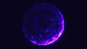 Bright magenta glowing plasma sphere radiating energy and digital texture video