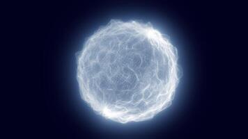 White luminous sphere of flowing light threads and clean structure, symbolizing purity, intelligence, and futuristic digital clarity video