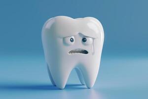 A tooth with a sad expression on it photo