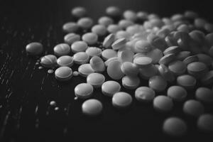 A pile of pills on a table photo