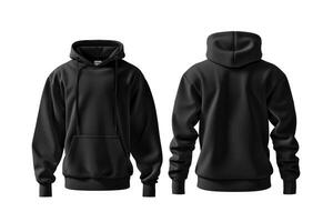 Black hoodie mockup template, isolated on white background photo
