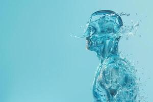 A man is covered in water and has a face photo
