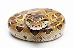 A snake with its mouth open on a white background photo
