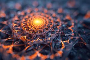 An abstract image of a flower with a glowing center photo