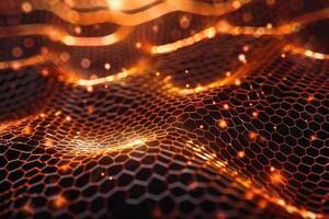 3d rendering of a network of glowing lines photo