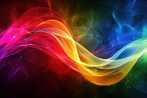 Rainbow colored waves on a black background photo