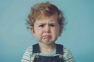 A little boy with a sad face photo