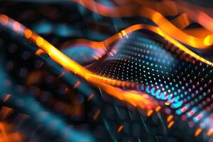 Abstract background with glowing lines and dots photo