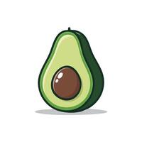 A minimal and glossy avocado half with stylized seed and soft leaf detail, designed for modern food branding or children themes. vector