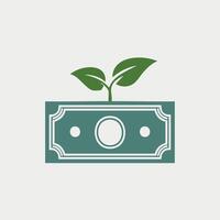 A creative design showing money and a plant sprouting together, symbolizing eco conscious wealth and financial growth. vector