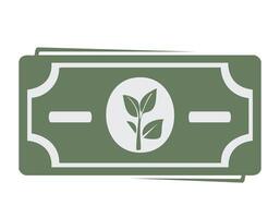 Green sprout emerging from a dollar-style bill, symbolizing income growth and ecofriendly financial planning. vector