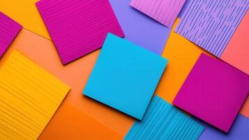 Colorful paper background with different shapes photo