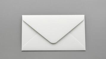 An open white envelope on a gray background photo