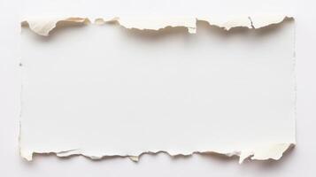 A piece of torn paper on a white background photo