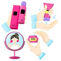 Set of make up or skincare theme with white background vector