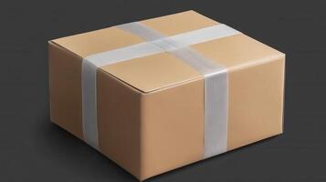 A brown box with silver tape on it photo