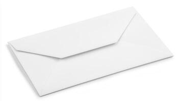 An open white envelope on a white background photo