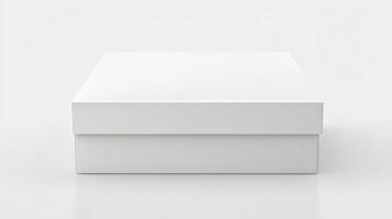 White box with blank lid on a plain surface photo
