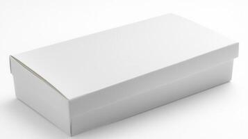 White box with a blank lid on a white surface photo