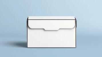 White box with blank interior on blue background photo