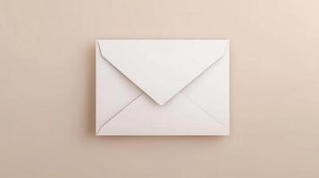 White envelope on beige background photo