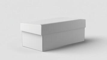 White box on a plain surface with a white background photo