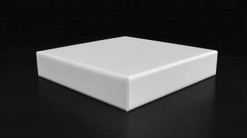 A white cube on a black surface photo