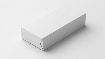A white box with a blank top on a white surface photo