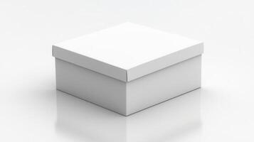 White box with a white lid on a white surface photo