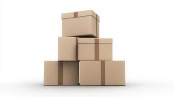 A stack of cardboard boxes on a white background photo