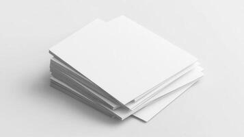 Stack of blank paper on white background photo