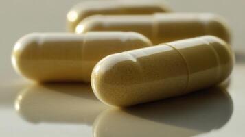 A group of pills on a table photo