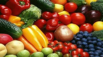 A large pile of various fruits and vegetables photo