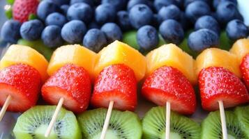Fruit skewers with fruit on them photo