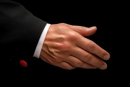 A man in a suit and tie is shaking hands with another person photo